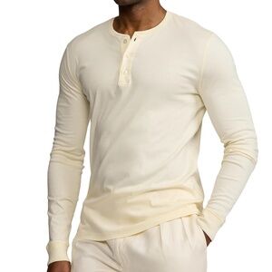 RALPH LAUREN PURPLE LABEL Cream Men's Interlock Henley Shirt $295 sz 2XL